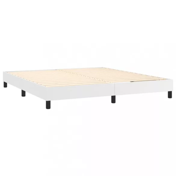 fehér műbőr rugós ágy matraccal 180 x 200 cm