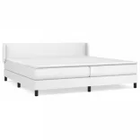 fehér műbőr rugós ágy matraccal 200 x 200 cm