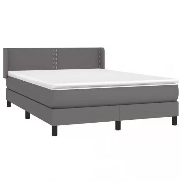 szürke műbőr rugós ágy matraccal 140x190 cm