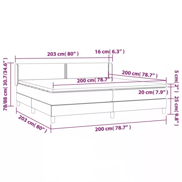fehér műbőr rugós ágy matraccal 200 x 200 cm