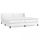 fehér műbőr rugós ágy matraccal 200 x 200 cm