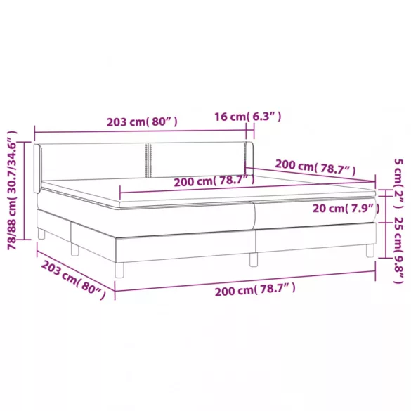 fehér műbőr rugós ágy matraccal 200 x 200 cm