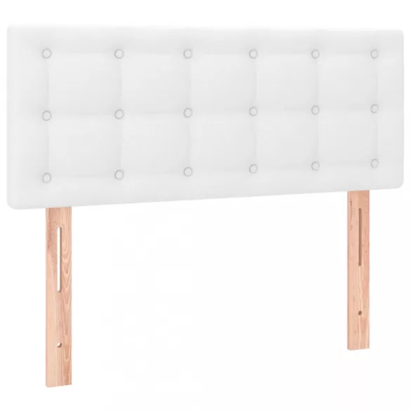 fehér műbőr rugós ágy matraccal 100 x 200 cm