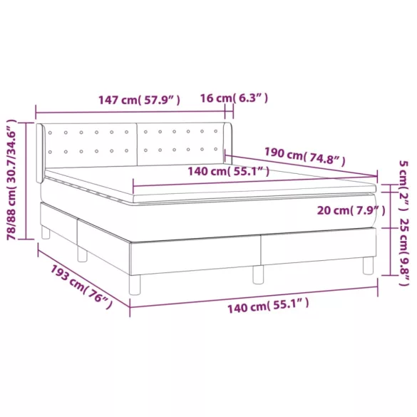 cappuccino színű műbőr rugós ágy matraccal 140 x 190 cm