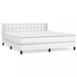 fehér műbőr rugós ágy matraccal 180 x 200 cm