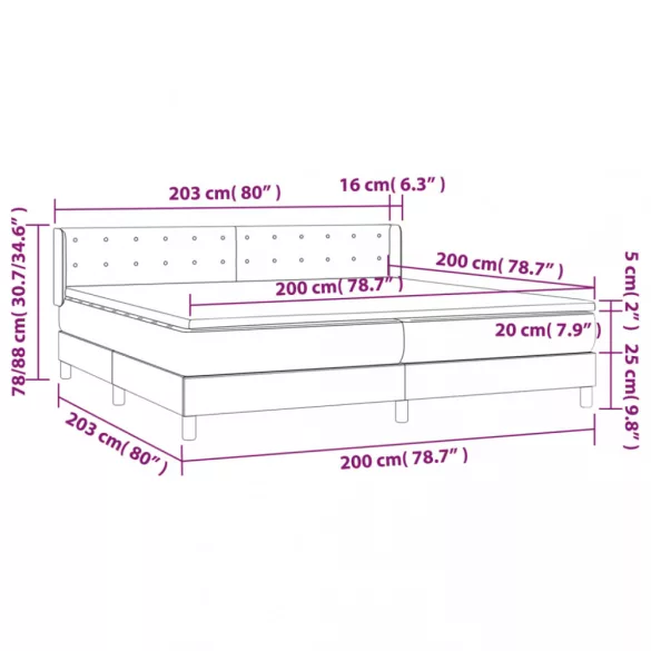 fehér műbőr rugós ágy matraccal 200 x 200 cm