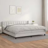 fehér műbőr rugós ágy matraccal 200 x 200 cm