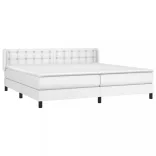 fehér műbőr rugós ágy matraccal 200 x 200 cm