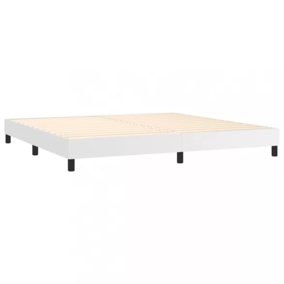 fehér műbőr rugós ágy matraccal 200 x 200 cm