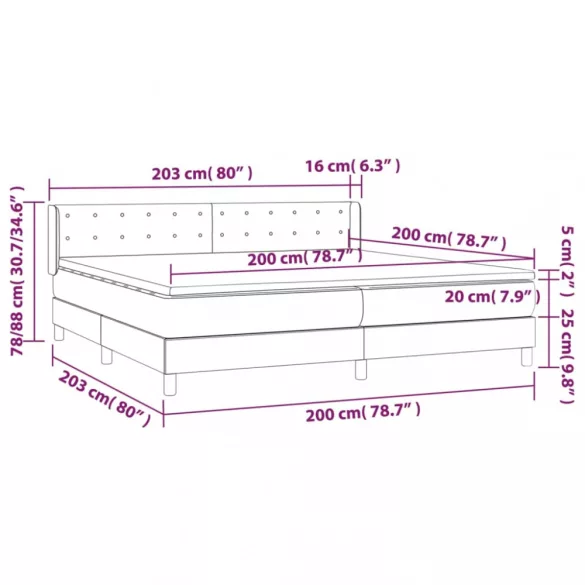fehér műbőr rugós ágy matraccal 200 x 200 cm