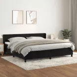 fekete bársony rugós ágy matraccal 200x200 cm