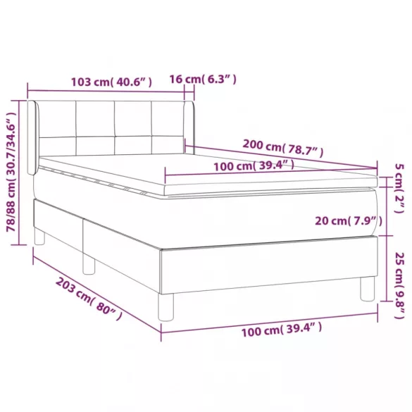 sötétzöld bársony rugós ágy matraccal 100 x 200 cm