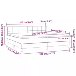 világosszürke bársony rugós ágy matraccal 200x200 cm