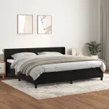 fekete bársony rugós ágy matraccal 200x200 cm