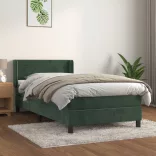 sötétzöld bársony rugós ágy matraccal 80 x 200 cm