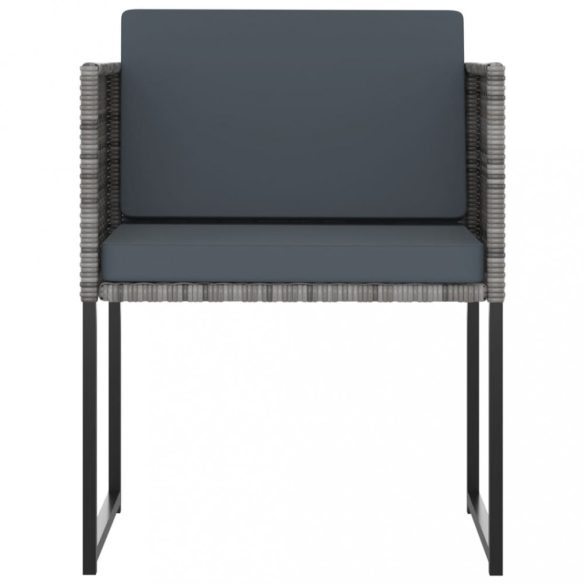 9 részes szürke polyrattan kerti étkezőszett párnákkal