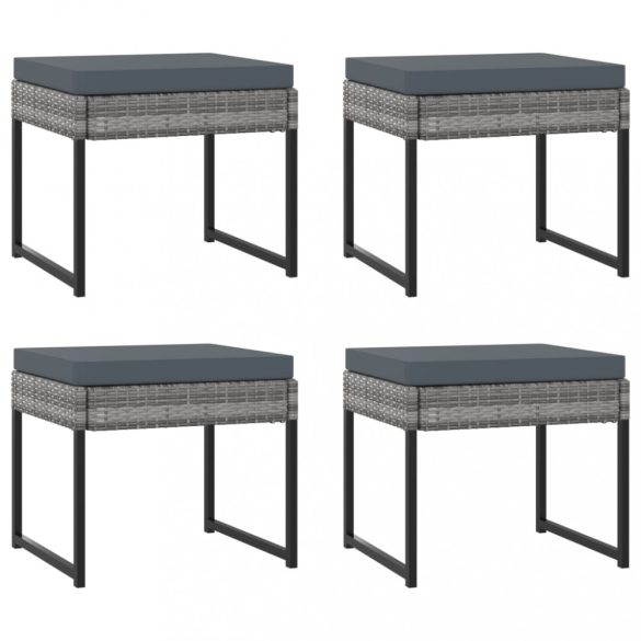 9 részes szürke polyrattan kerti étkezőszett párnákkal