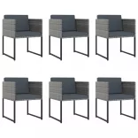 11 részes szürke polyrattan kerti étkezőszett párnákkal