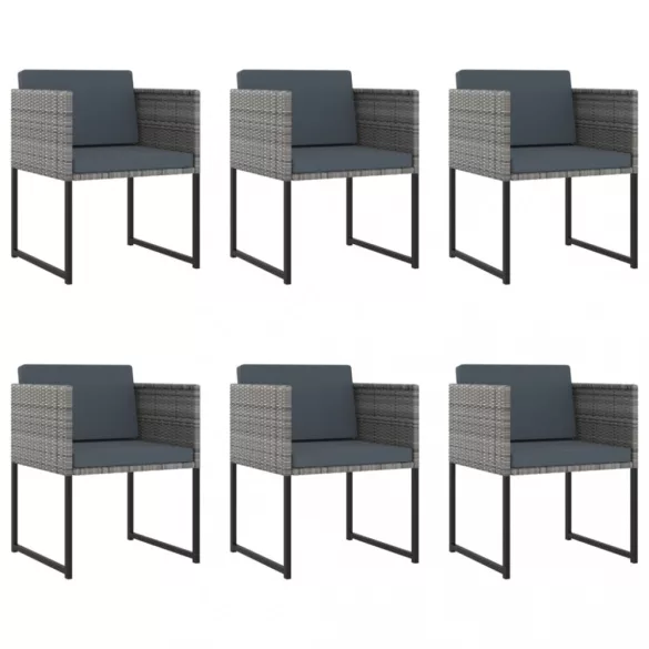 11 részes szürke polyrattan kerti étkezőszett párnákkal