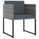 11 részes szürke polyrattan kerti étkezőszett párnákkal