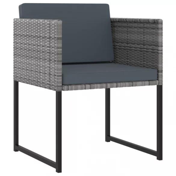 11 részes szürke polyrattan kerti étkezőszett párnákkal