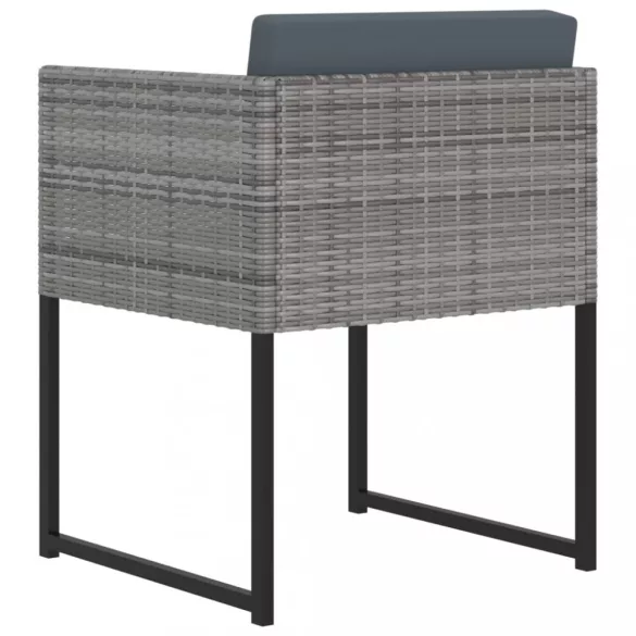 11 részes szürke polyrattan kerti étkezőszett párnákkal