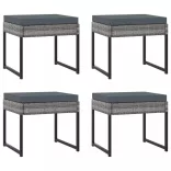 11 részes szürke polyrattan kerti étkezőszett párnákkal