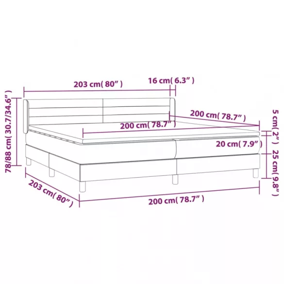 világosszürke bársony rugós ágy matraccal 200x200 cm