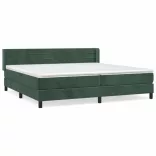 sötétzöld bársony rugós ágy matraccal 200x200 cm