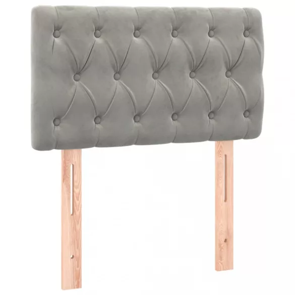 világosszürke bársony rugós ágy matraccal 80 x 200 cm