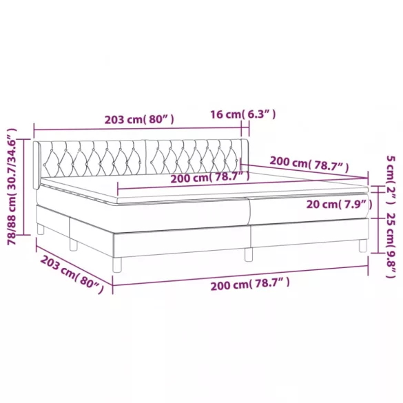 sötétzöld bársony rugós ágy matraccal 200x200 cm