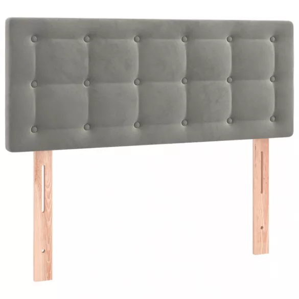 világosszürke bársony rugós ágy matraccal 80 x 200 cm