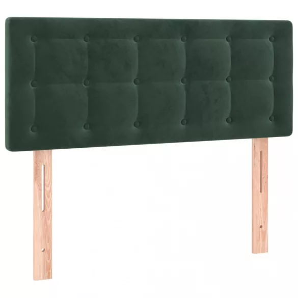sötétzöld bársony rugós ágy matraccal 100 x 200 cm