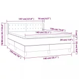 világosszürke bársony rugós ágy matraccal 140x190 cm