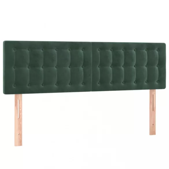 sötétzöld bársony rugós ágy matraccal 140x190 cm