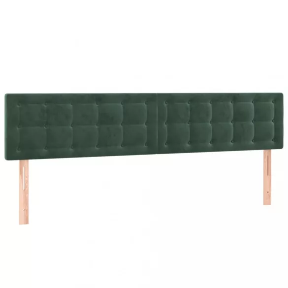 sötétzöld bársony rugós ágy matraccal 200x200 cm