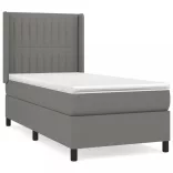 sötétszürke szövet rugós ágy matraccal 100 x 200 cm