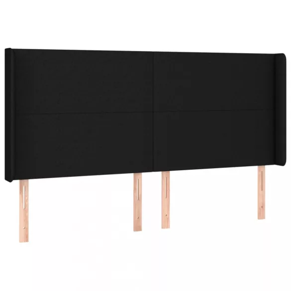 fekete szövet rugós ágy matraccal 200 x 200 cm