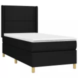 fekete szövet rugós ágy matraccal 100 x 200 cm