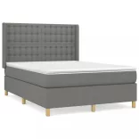 sötétszürke szövet rugós ágy matraccal 140 x 190 cm
