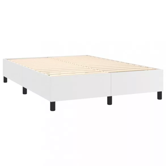 fehér műbőr rugós ágy matraccal 140x190 cm