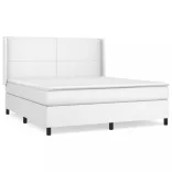 fehér műbőr rugós ágy matraccal 160 x 200 cm