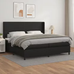 fehér műbőr rugós ágy matraccal 200 x 200 cm