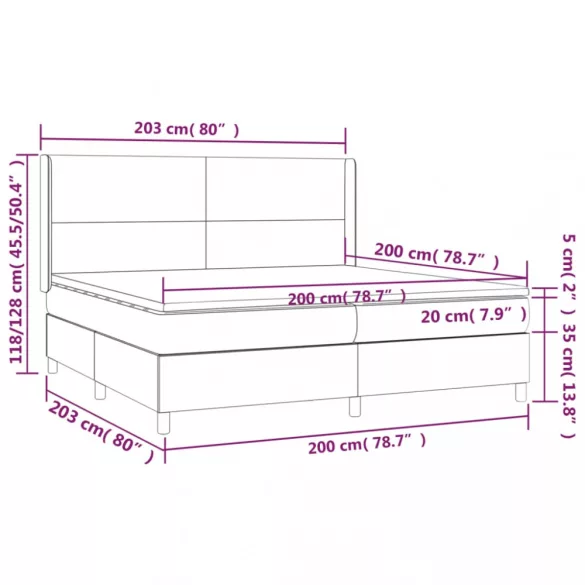 fehér műbőr rugós ágy matraccal 200 x 200 cm