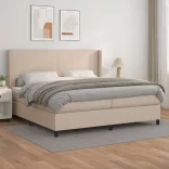 cappuccino színű műbőr rugós ágy matraccal 200 x 200 cm