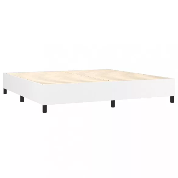 fehér műbőr rugós ágy matraccal 200 x 200 cm