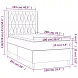 világosszürke bársony rugós ágy matraccal 100 x 200 cm