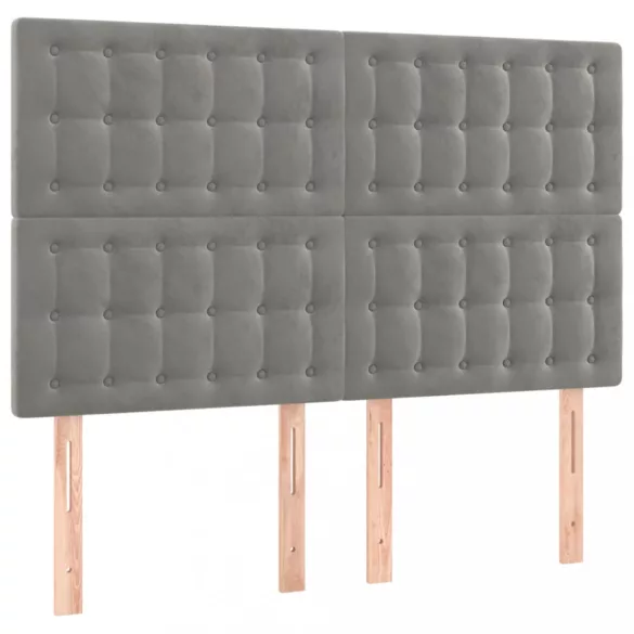 világosszürke bársony rugós ágy matraccal 140x190 cm