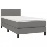 sötétszürke szövet rugós és LED-es ágy matraccal 80 x 200 cm