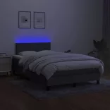 sötétszürke szövet rugós és LED-es ágy matraccal 120 x 200 cm